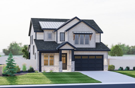 New construction Sterling Heights Residence 11 elevation C is a modern Craftsman 2-story, single-family home with 2-car garage and covered porch.